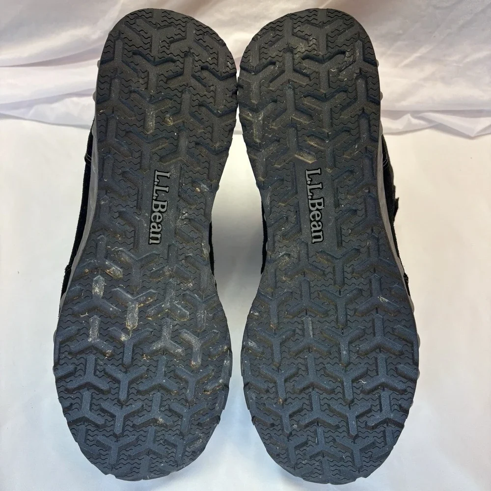 LL Bean Men's Snow Sneakers TEK 2.5 Waterproof Black Suede Hook & Loop Mid 13 M